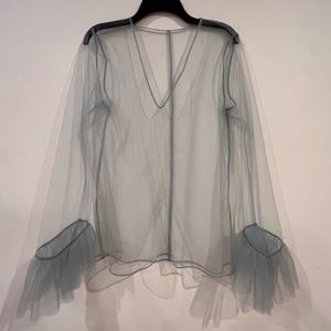 DOROTHEE SCHUMACHER Light Blue Tulle See-through Blouse